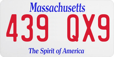 MA license plate 439QX9