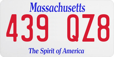 MA license plate 439QZ8