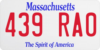 MA license plate 439RA0
