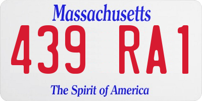 MA license plate 439RA1