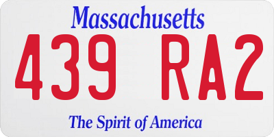 MA license plate 439RA2