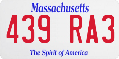 MA license plate 439RA3