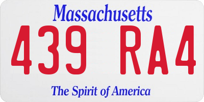 MA license plate 439RA4