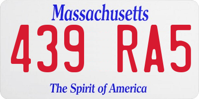 MA license plate 439RA5