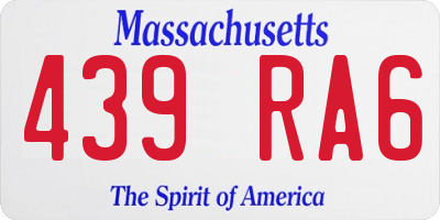 MA license plate 439RA6