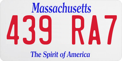 MA license plate 439RA7