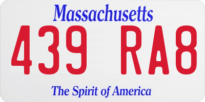 MA license plate 439RA8