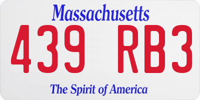 MA license plate 439RB3