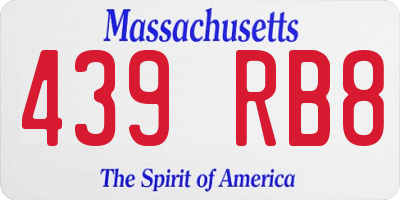 MA license plate 439RB8