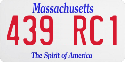 MA license plate 439RC1
