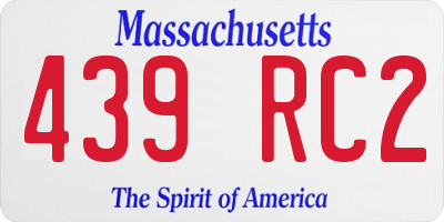 MA license plate 439RC2