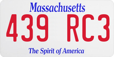 MA license plate 439RC3