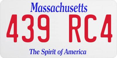 MA license plate 439RC4