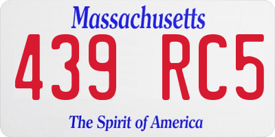 MA license plate 439RC5