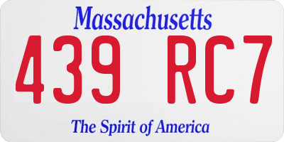 MA license plate 439RC7