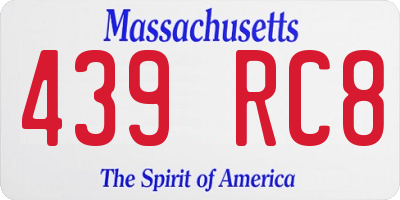 MA license plate 439RC8