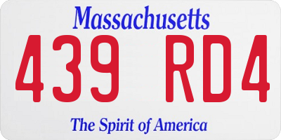 MA license plate 439RD4