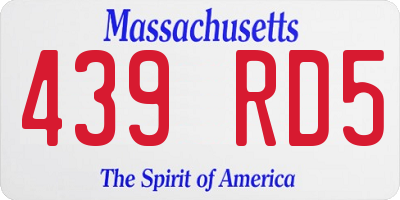 MA license plate 439RD5