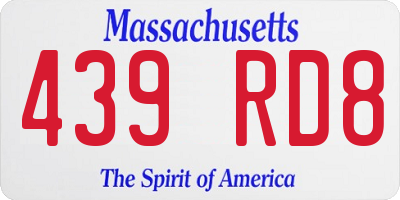 MA license plate 439RD8