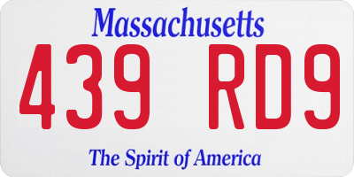 MA license plate 439RD9