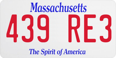MA license plate 439RE3