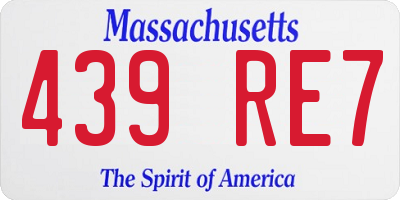 MA license plate 439RE7
