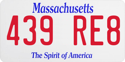 MA license plate 439RE8