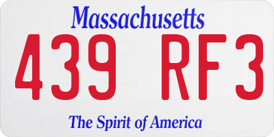 MA license plate 439RF3