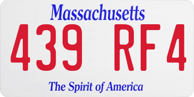 MA license plate 439RF4