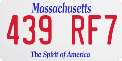 MA license plate 439RF7