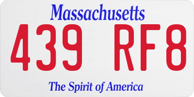 MA license plate 439RF8