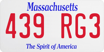 MA license plate 439RG3