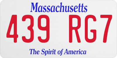 MA license plate 439RG7