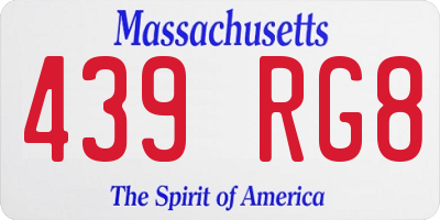 MA license plate 439RG8