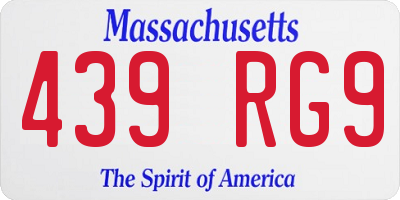 MA license plate 439RG9