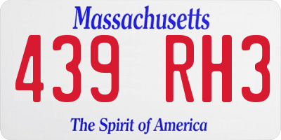 MA license plate 439RH3