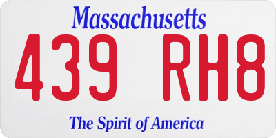 MA license plate 439RH8