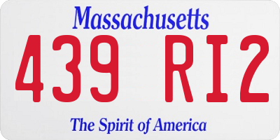 MA license plate 439RI2