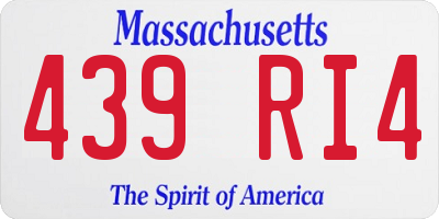 MA license plate 439RI4