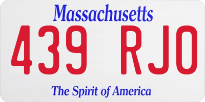 MA license plate 439RJ0