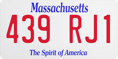 MA license plate 439RJ1