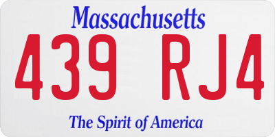 MA license plate 439RJ4