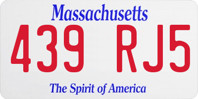 MA license plate 439RJ5