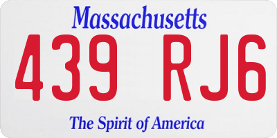MA license plate 439RJ6