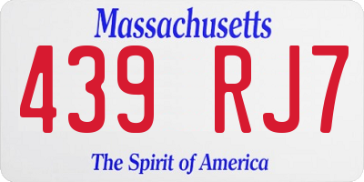 MA license plate 439RJ7