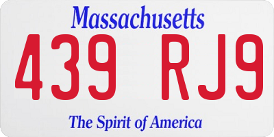 MA license plate 439RJ9