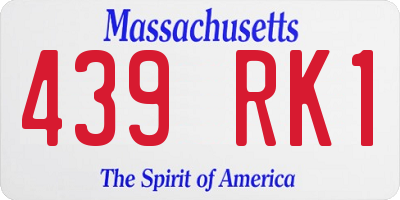 MA license plate 439RK1