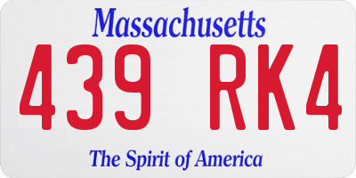 MA license plate 439RK4