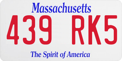 MA license plate 439RK5