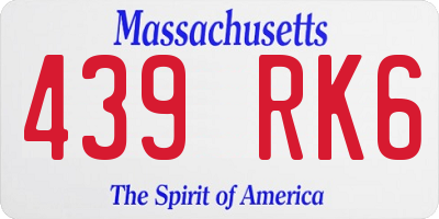 MA license plate 439RK6